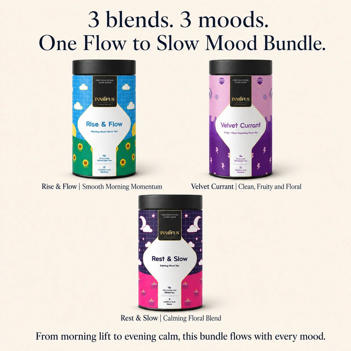 Flow to Slow Mood Bundle ( Rest & Slow, Rise & Flow, Velvet Currant ) - Innofus