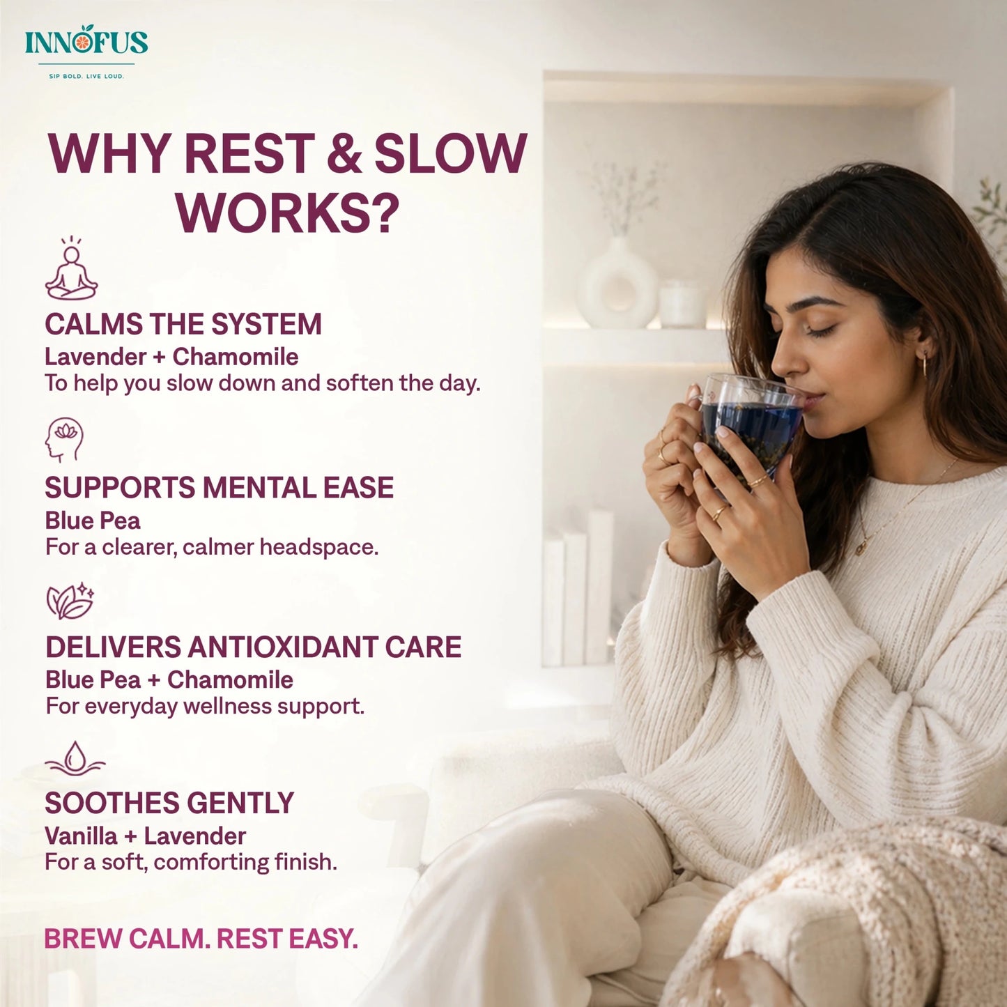 Rest and Slow - Calming Floral Herbal Tea Blend - Innofus