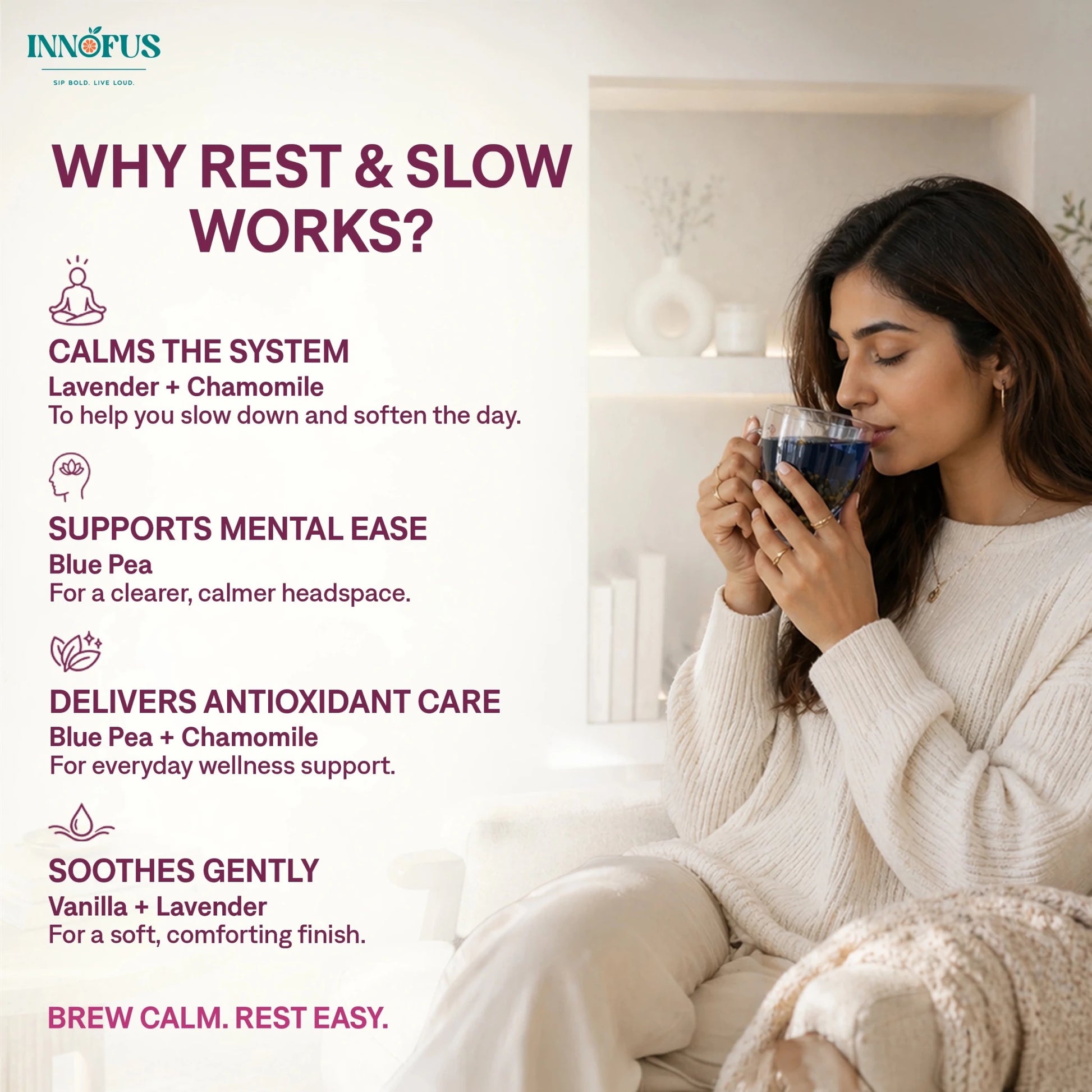 Rest and Slow - Calming Floral Herbal Tea Blend - Innofus