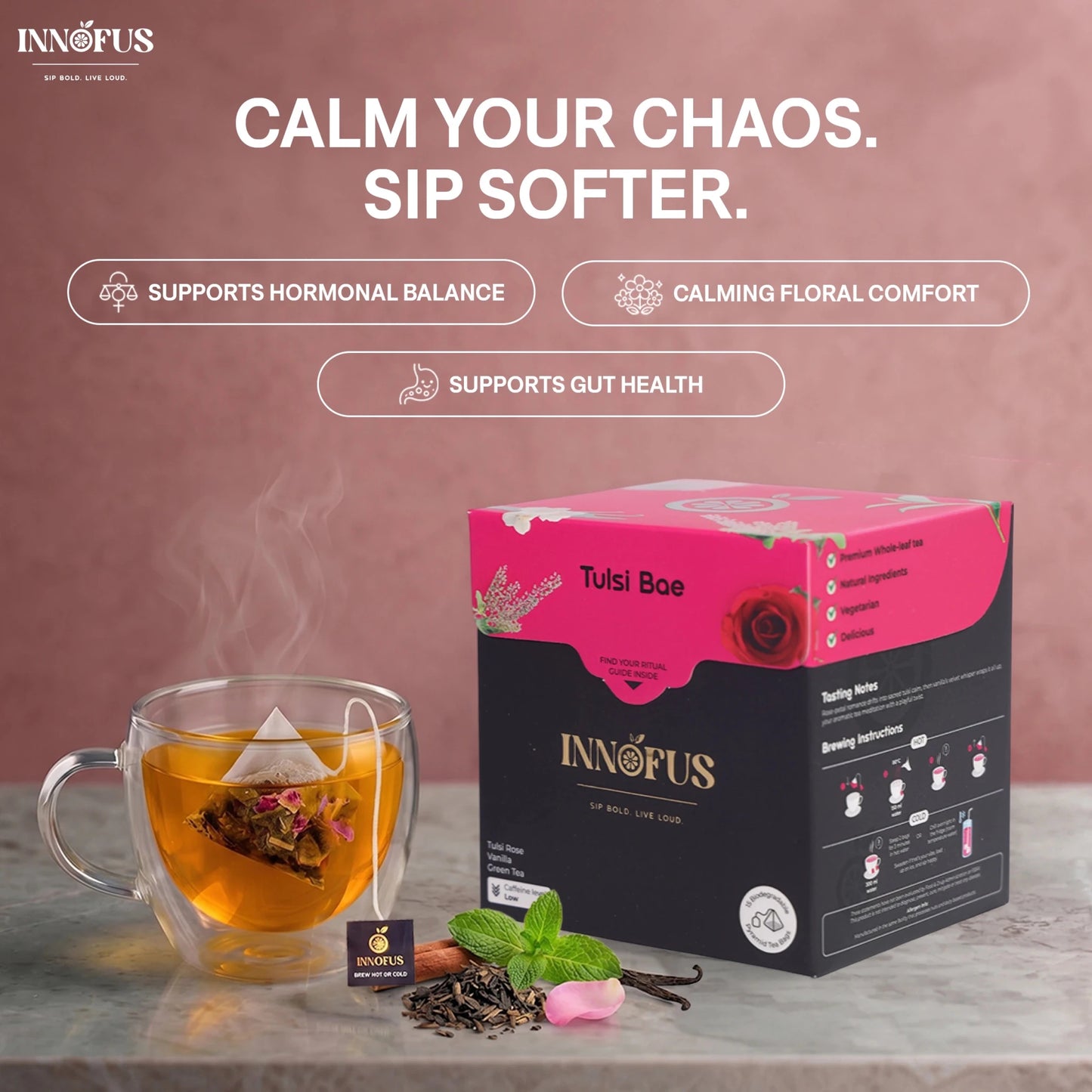 Tulsi Bae - Tulsi Rose Vanilla Green Tea Blend - Innofus