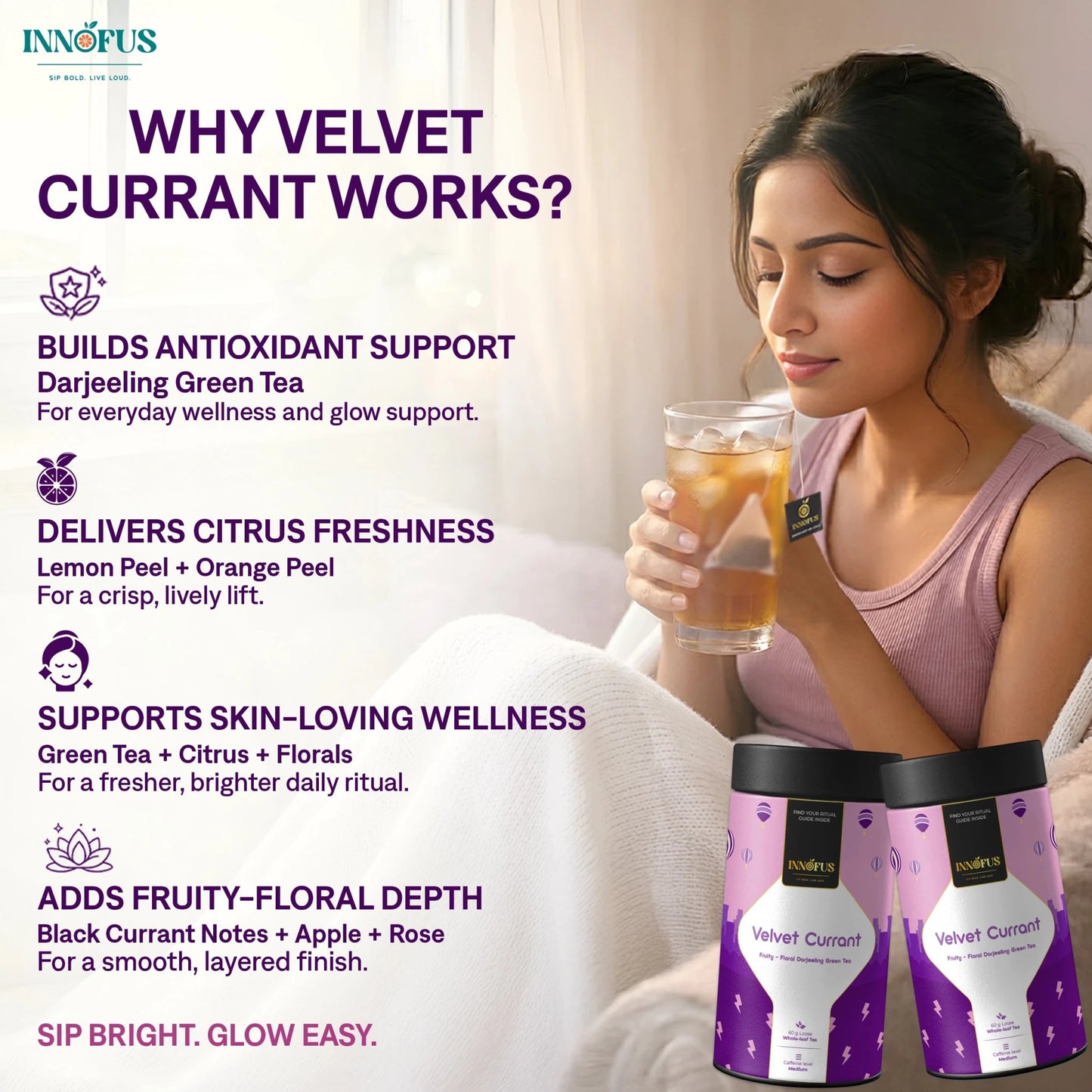 Velvet Currant - Fruity Floral Darjeeling Green Tea Blend - Innofus